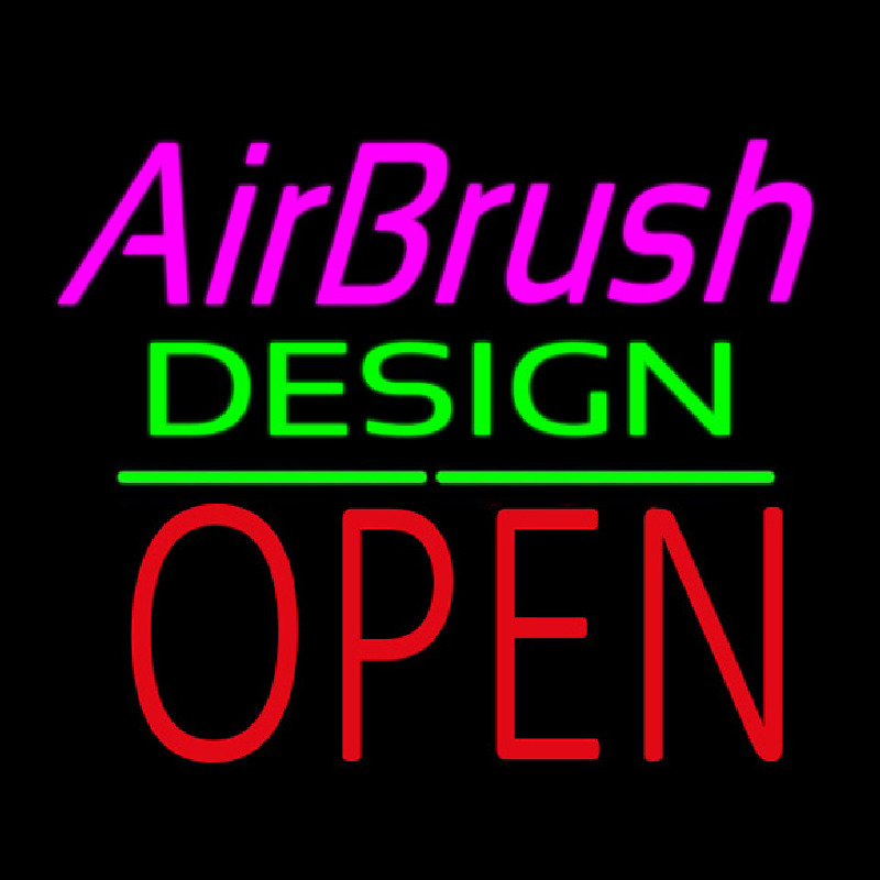 Airbrush Design Block Open Green Line Enseigne Néon