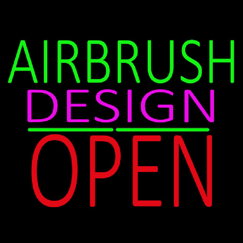 Airbrush Design Block Open Green Line Enseigne Néon