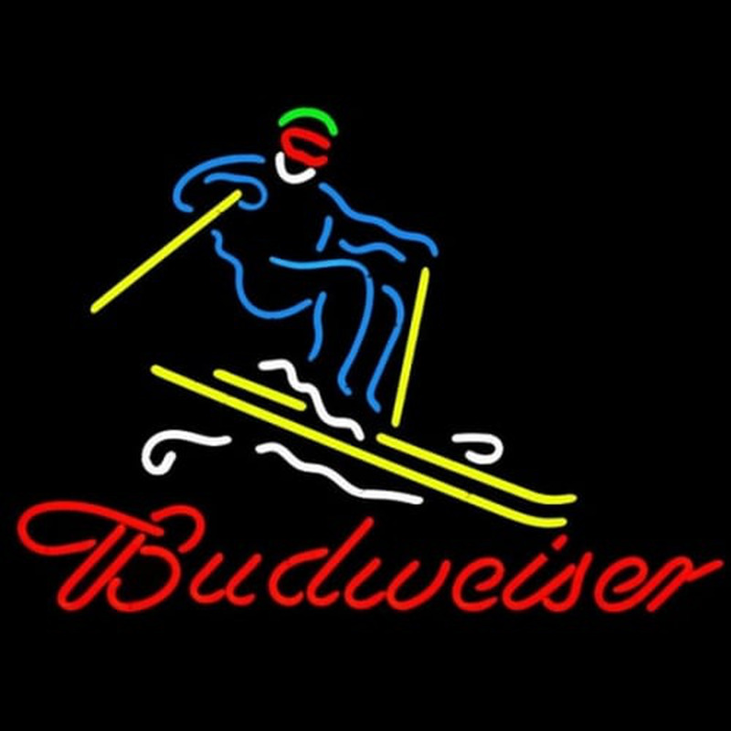 BUDWEISER DOWNHILL SKIER HANDCRAFTED Enseigne Néon