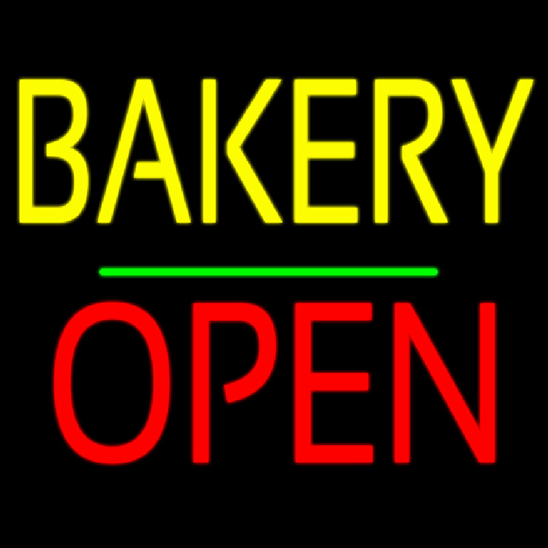 Bakery Block Open Green Line Enseigne Néon