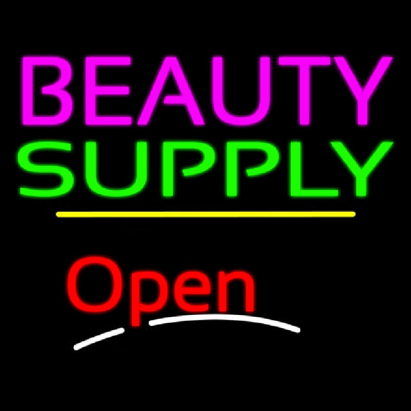 Beauty Supply Open Yellow Line Enseigne Néon