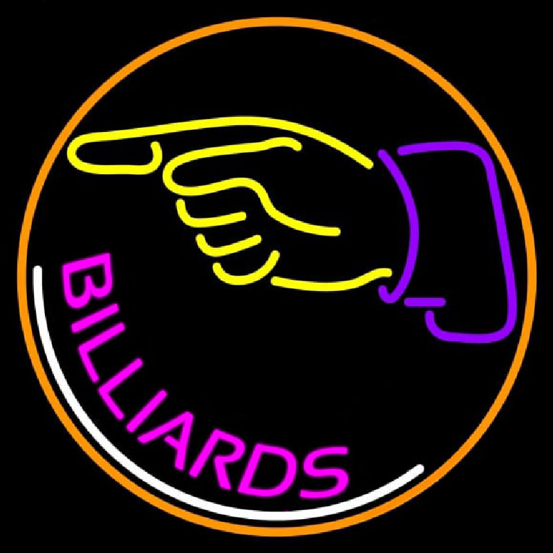 Billiards With Hand Logo 1 Enseigne Néon