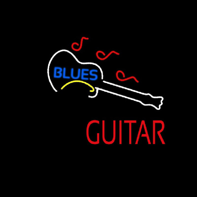 Blue Blues Red Guitar Enseigne Néon