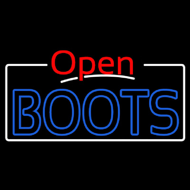 Blue Boots Open With White Border Enseigne Néon