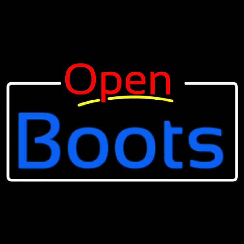 Blue Boots Open With White Border Enseigne Néon