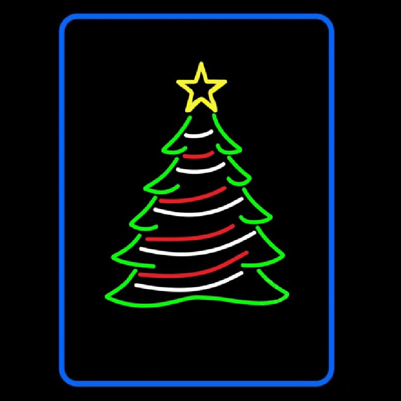 Blue Border Decorative Christmas Tree Enseigne Néon