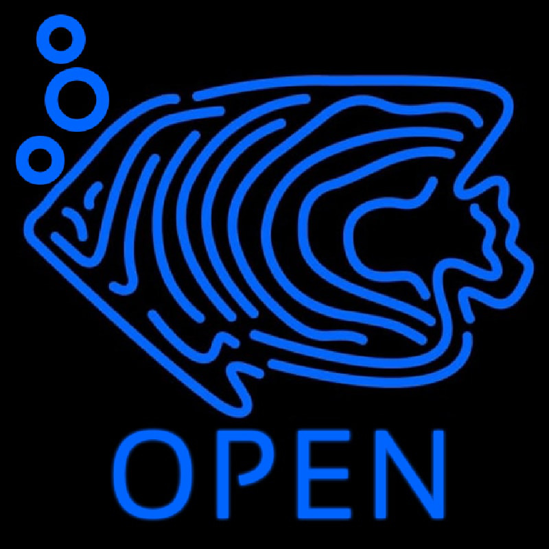 Blue Fish Open Block 1 Enseigne Néon