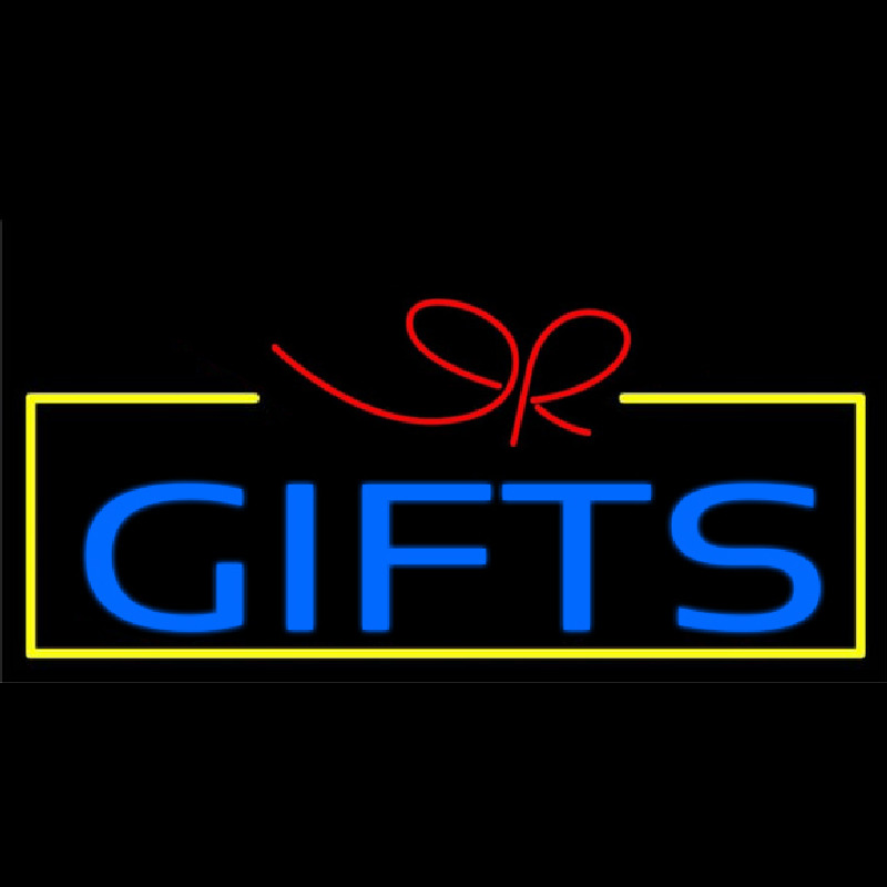 Blue Gifts Block Logo Enseigne Néon