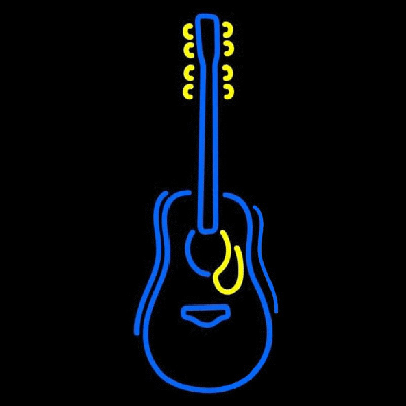 Blue Guitar Logo Enseigne Néon