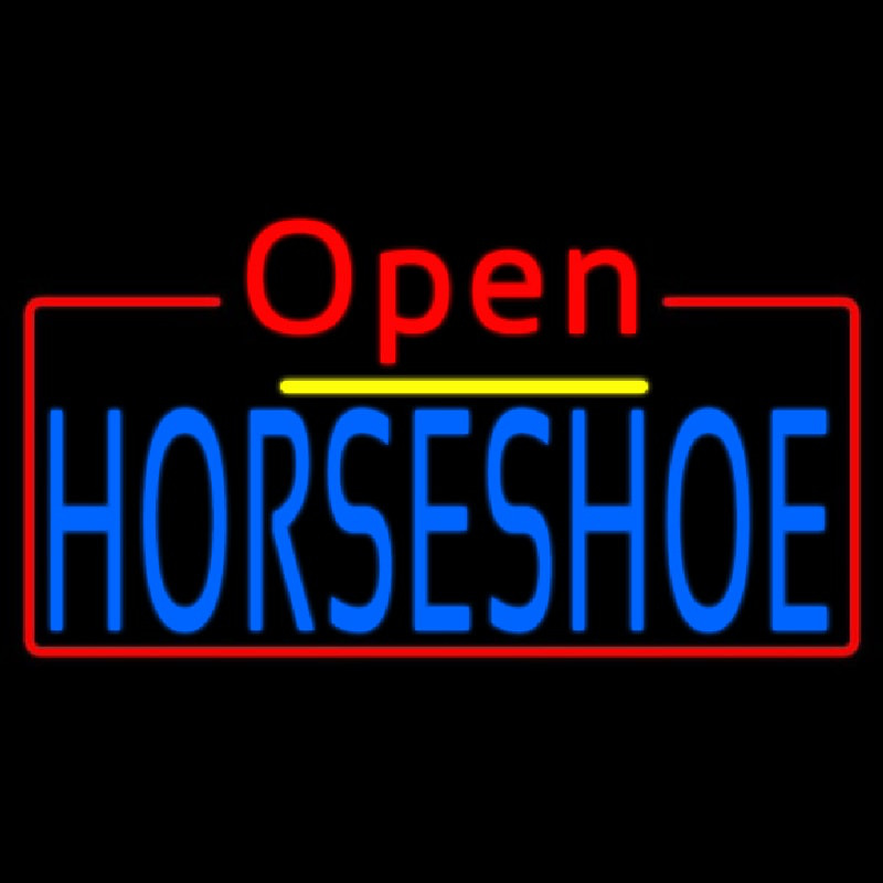 Blue Horseshoe Open Enseigne Néon