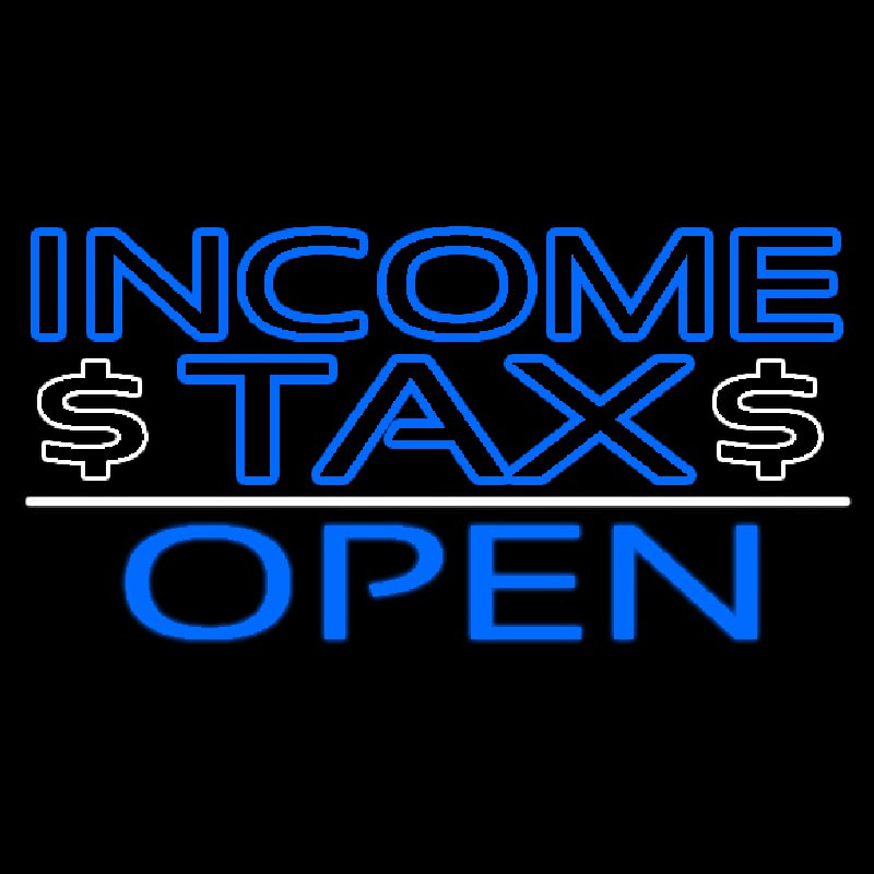 Blue Income Ta  Open With Dollar Logo Enseigne Néon