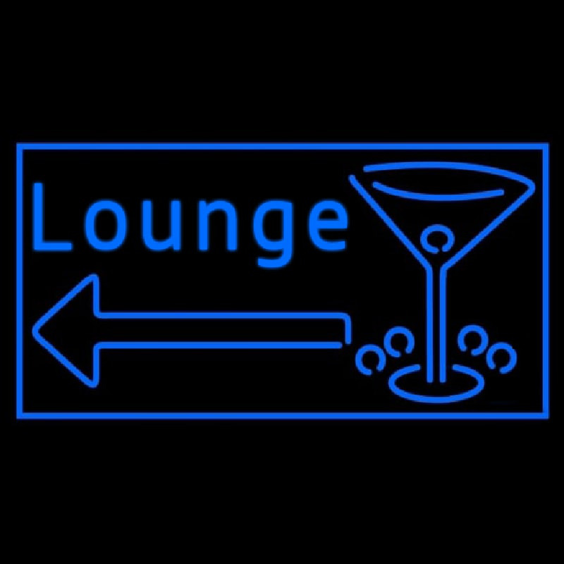 Blue Lounge With Arrow And Martini Glass Enseigne Néon