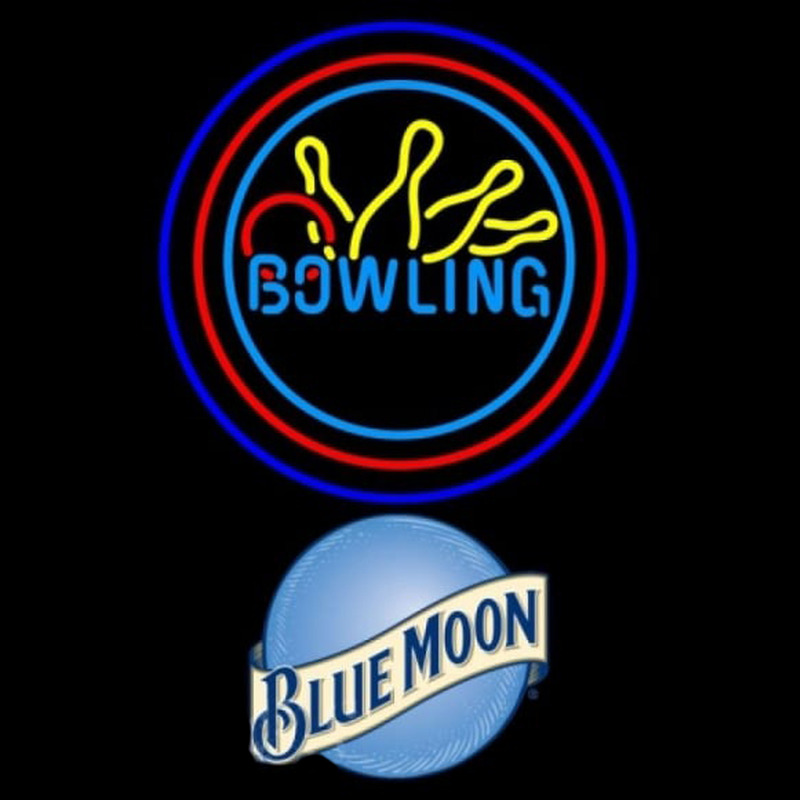 Blue Moon Bowling Yellow Blue Beer Sign Enseigne Néon