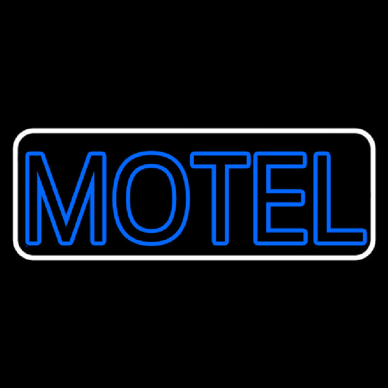 Blue Motel Double Stroke With White Border Enseigne Néon