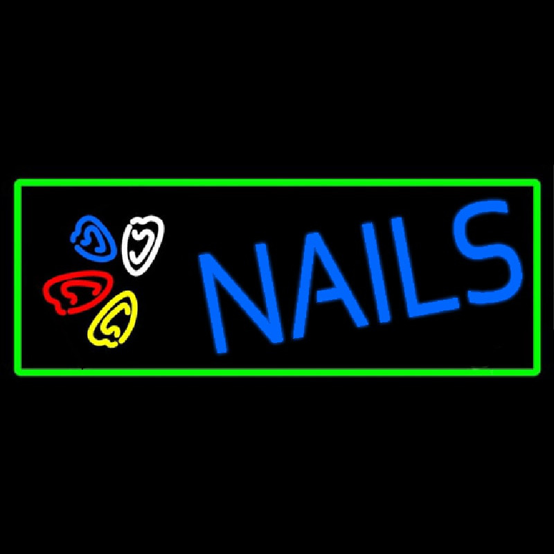 Blue Nails Logo Enseigne Néon