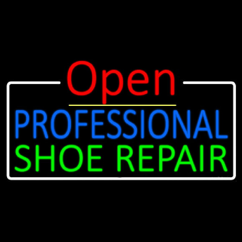 Blue Professional Green Shoe Repair Open Enseigne Néon