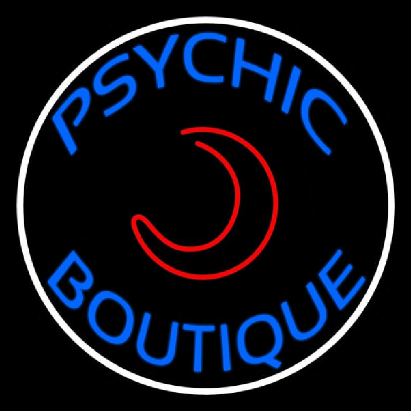 Blue Psychic Boutique White Border Enseigne Néon