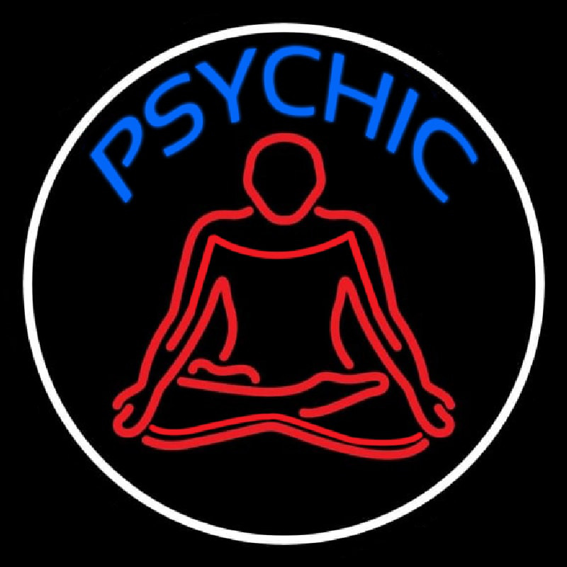 Blue Psychic Logo With Border Enseigne Néon