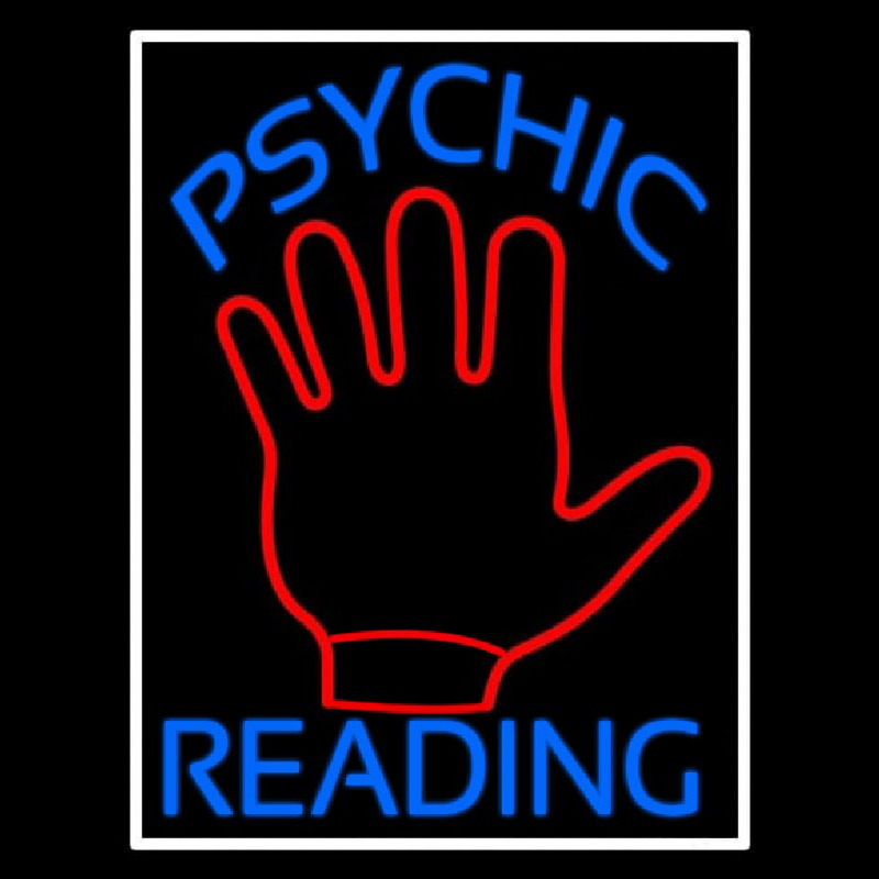 Blue Psychic Reading With White Border Enseigne Néon