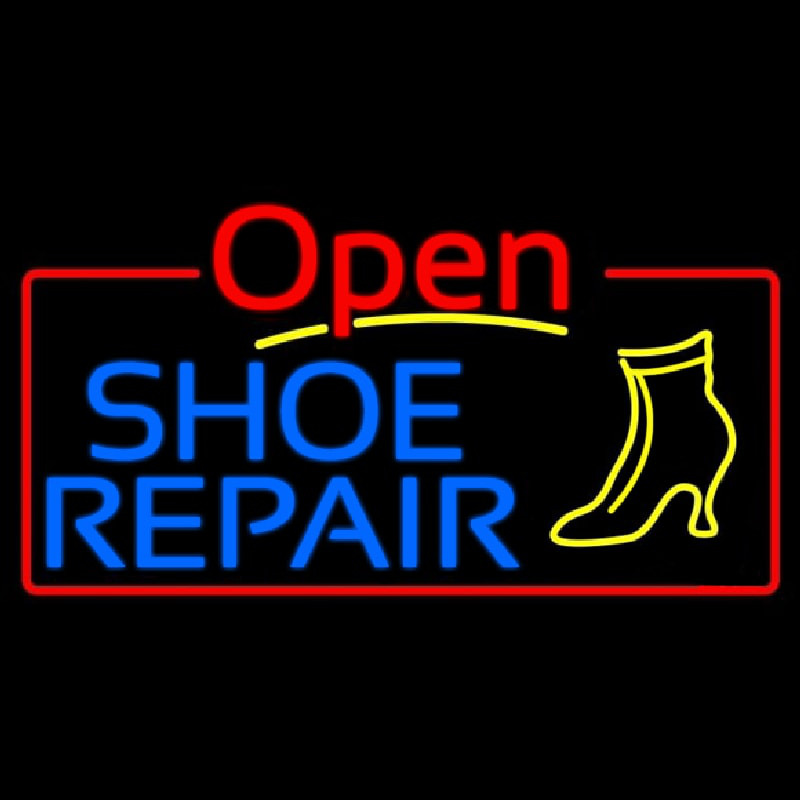 Blue Shoe Repair Open Enseigne Néon