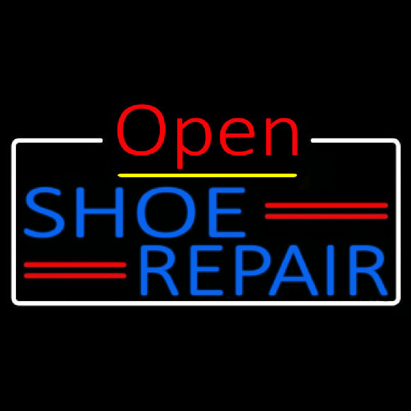 Blue Shoe Repair Open With Border Enseigne Néon