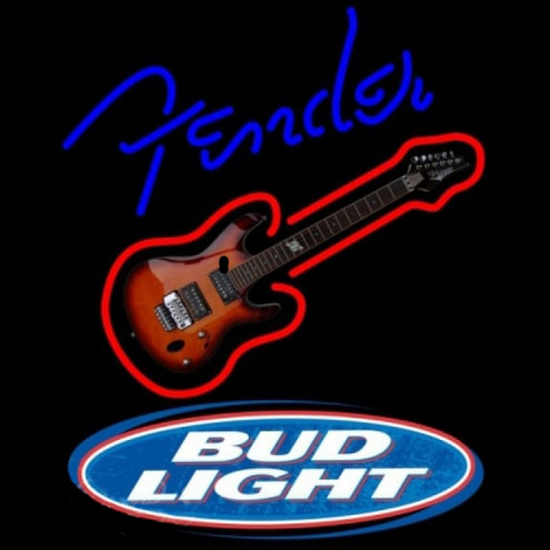 Bud Light Fender Blue Red Guitar Beer Sign Enseigne Néon