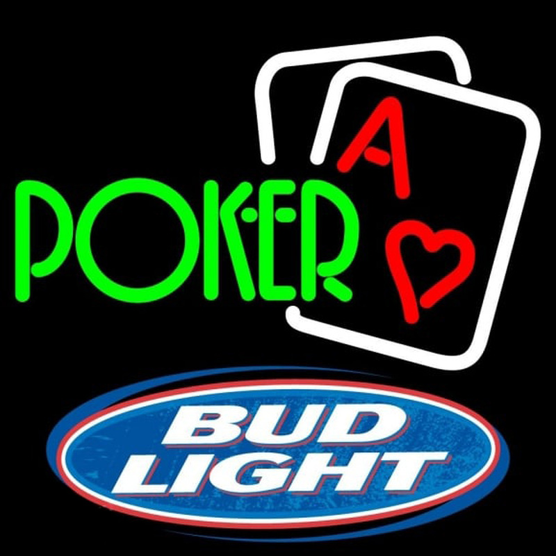 Bud Light Green Poker Beer Sign Enseigne Néon