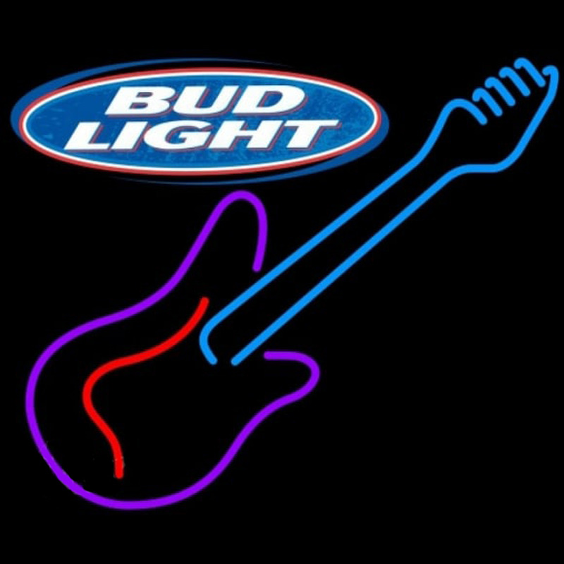 Bud Light Guitar Purple Red Beer Sign Enseigne Néon