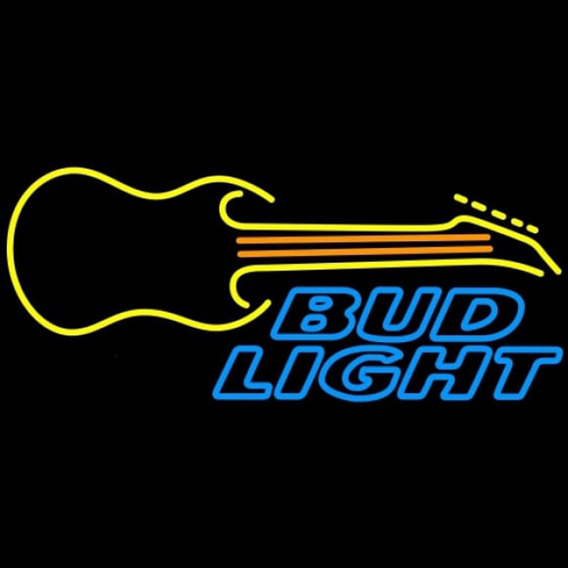 Bud Light Guitar Yellow Orange Beer Sign Enseigne Néon