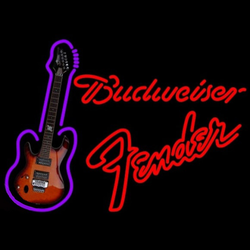 Budweiser Fender Red Guitar Beer Sign Enseigne Néon