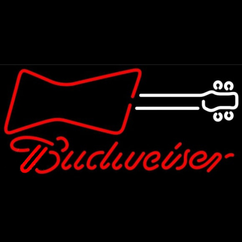 Budweiser Guitar Red White Beer Sign Enseigne Néon