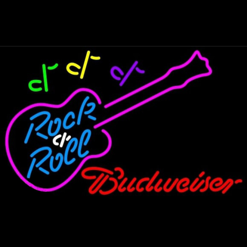 Budweiser Rock N Roll Pink Guitar Beer Sign Enseigne Néon