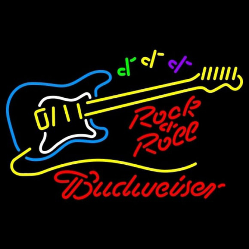 Budweiser Rock N Roll Yellow Guitar Beer Sign Enseigne Néon