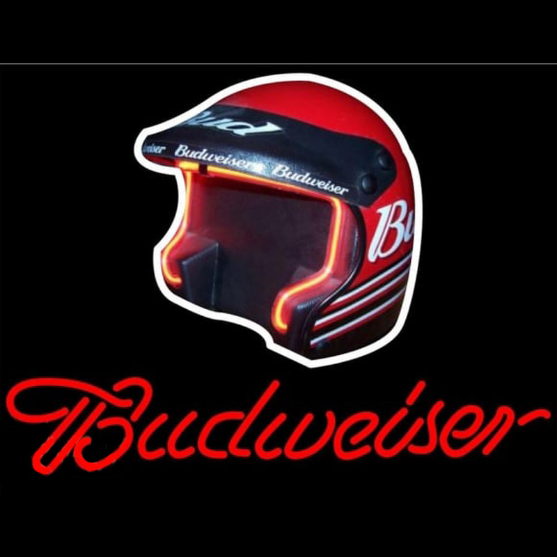 Budweiser Vintage Hascar Helmet Beer Sign Enseigne Néon