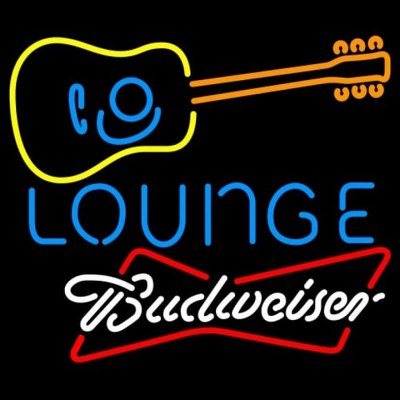 Budweiser White Guitar Lounge Beer Sign Enseigne Néon