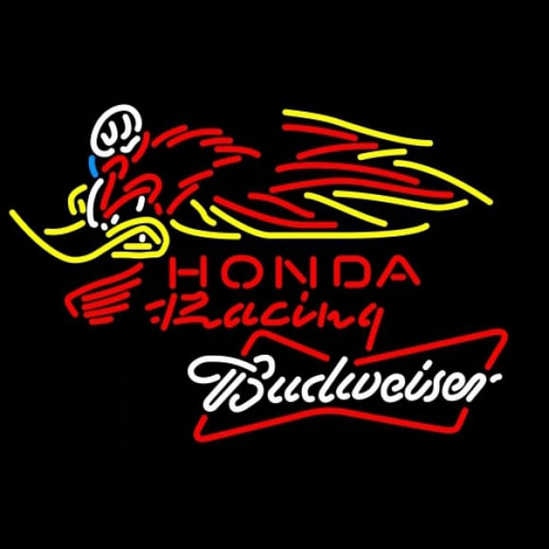 Budweiser White Honda Racing Woody Woodpecker Crf 250 450 Motorcycle Beer Sign Enseigne Néon