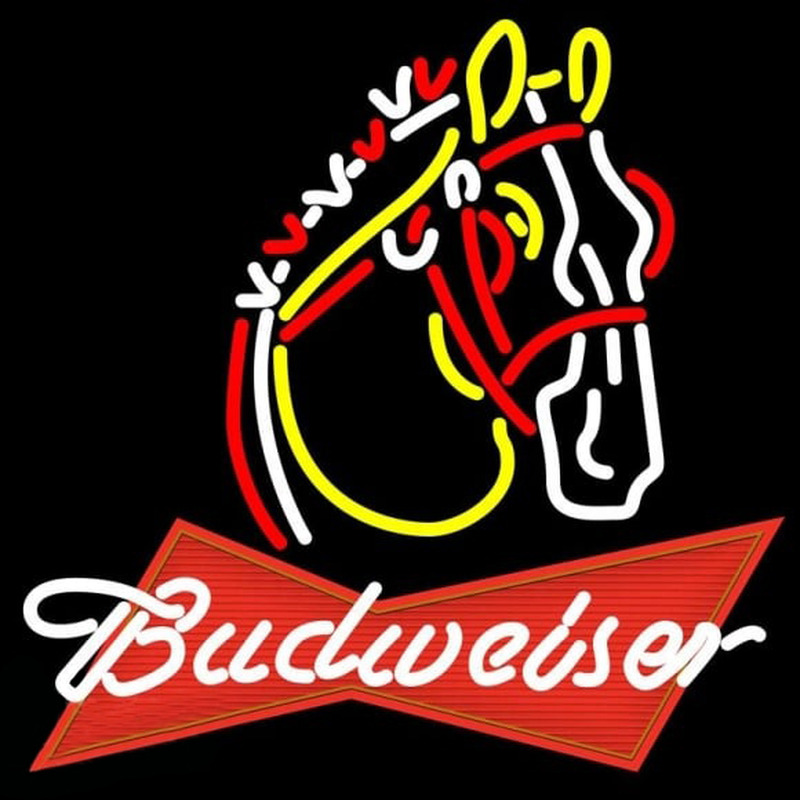 Budweiser White Logo Horse Beer Sign Enseigne Néon