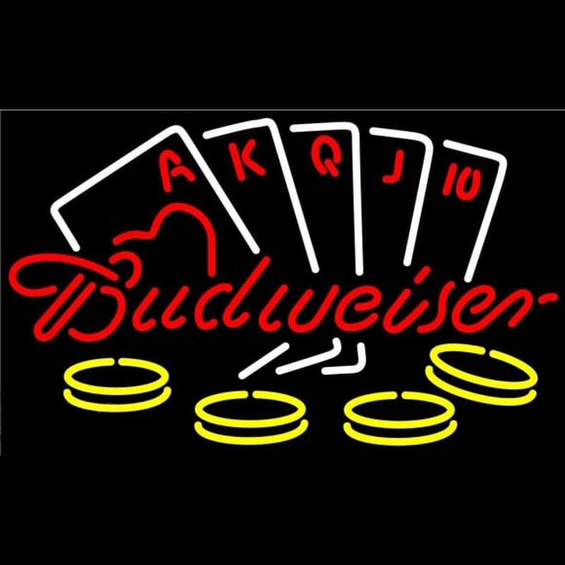 Budweiser With Poker Beer Sign Enseigne Néon