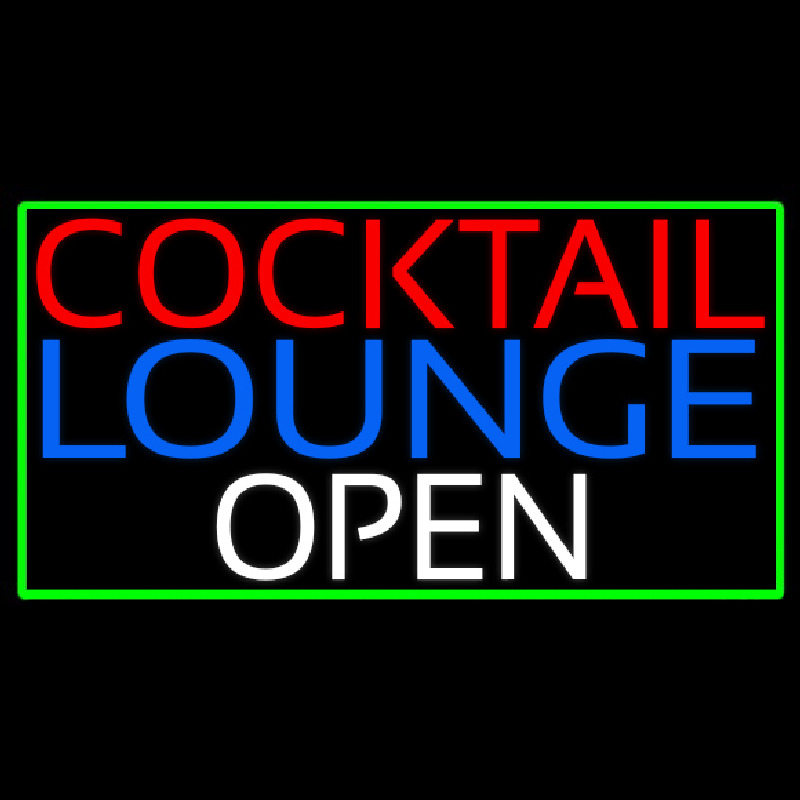 Cocktail Lounge Open With Green Border Enseigne Néon