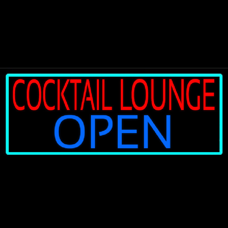 Cocktail Lounge Open With Turquoise Border Enseigne Néon