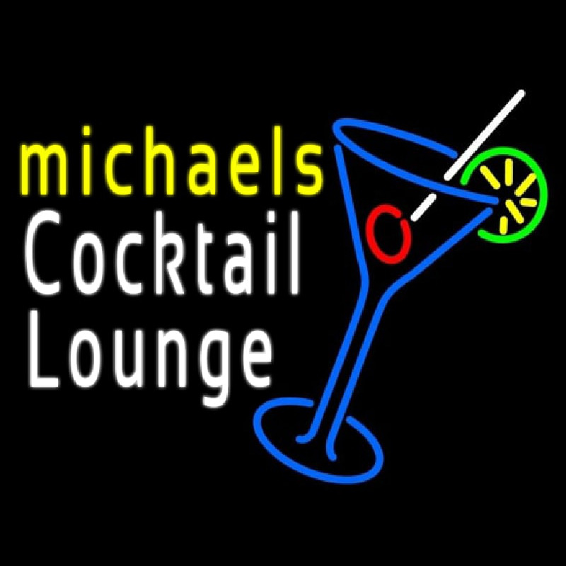 Cocktail Lounge With Martini Glass Enseigne Néon