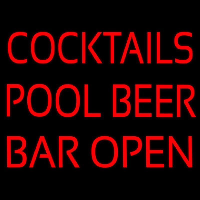 Cocktails Pool Beer Bar Open Enseigne Néon