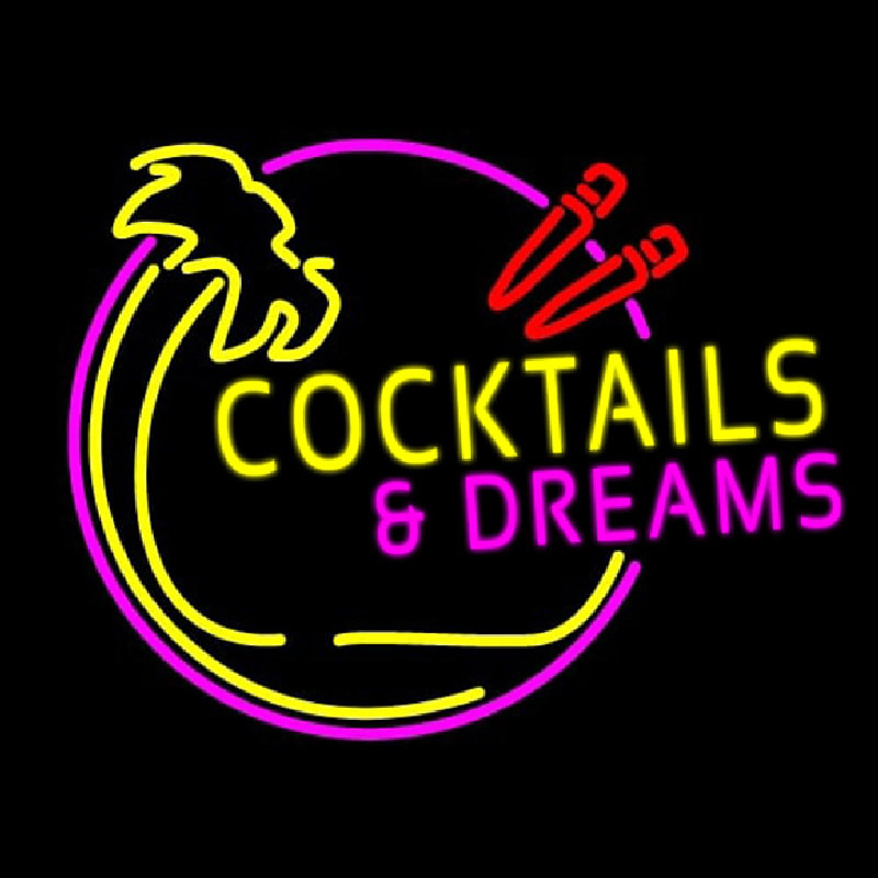 Cocktails and Dreams Bar Real Neon Glass Tube Enseigne Néon