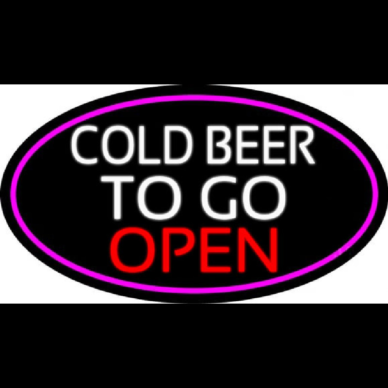 Cold Beer To Go Open Oval With Pink Border Enseigne Néon