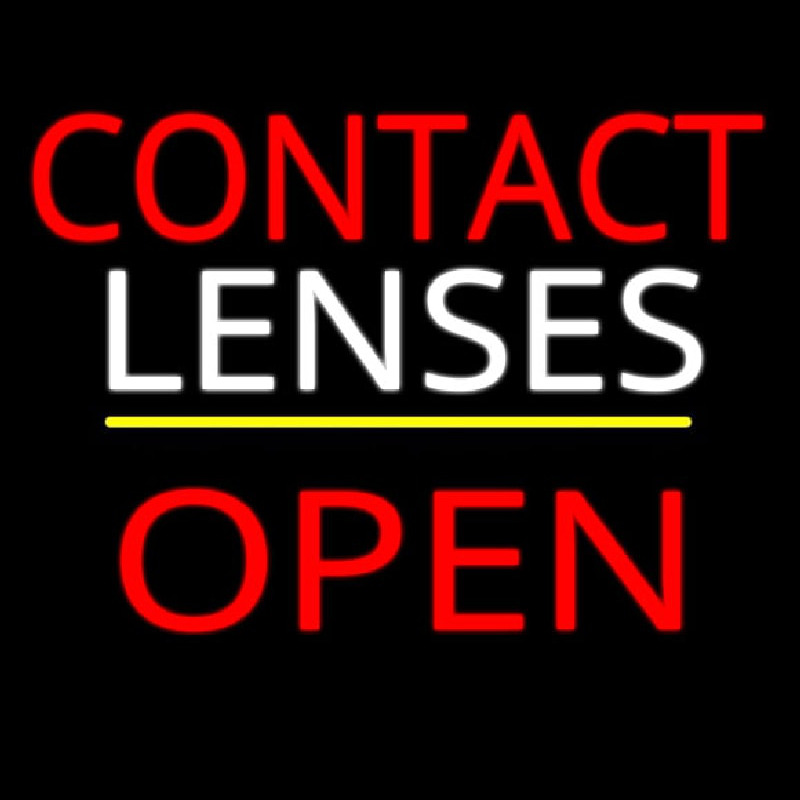 Contact Lenses Block Open Yellow Line Enseigne Néon