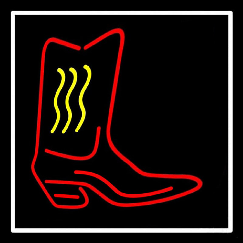 Cowboy Boot With Border Enseigne Néon