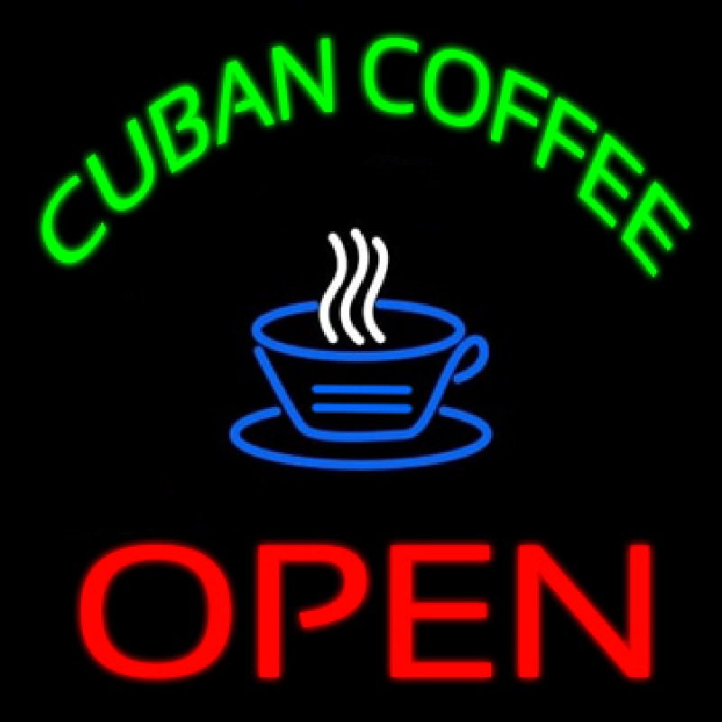 Cuban Coffee Red Open Logo Enseigne Néon