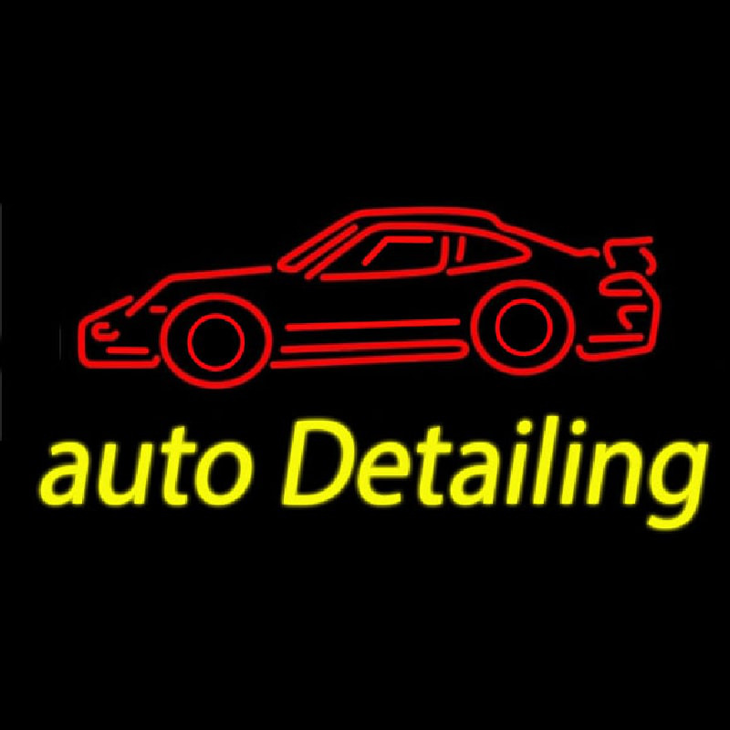 Cursive Auto Detailing With Car Logo 1 Enseigne Néon