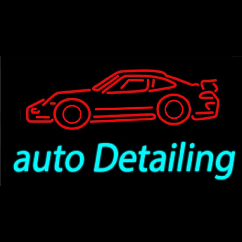 Cursive Auto Detailing With Car Logo Enseigne Néon