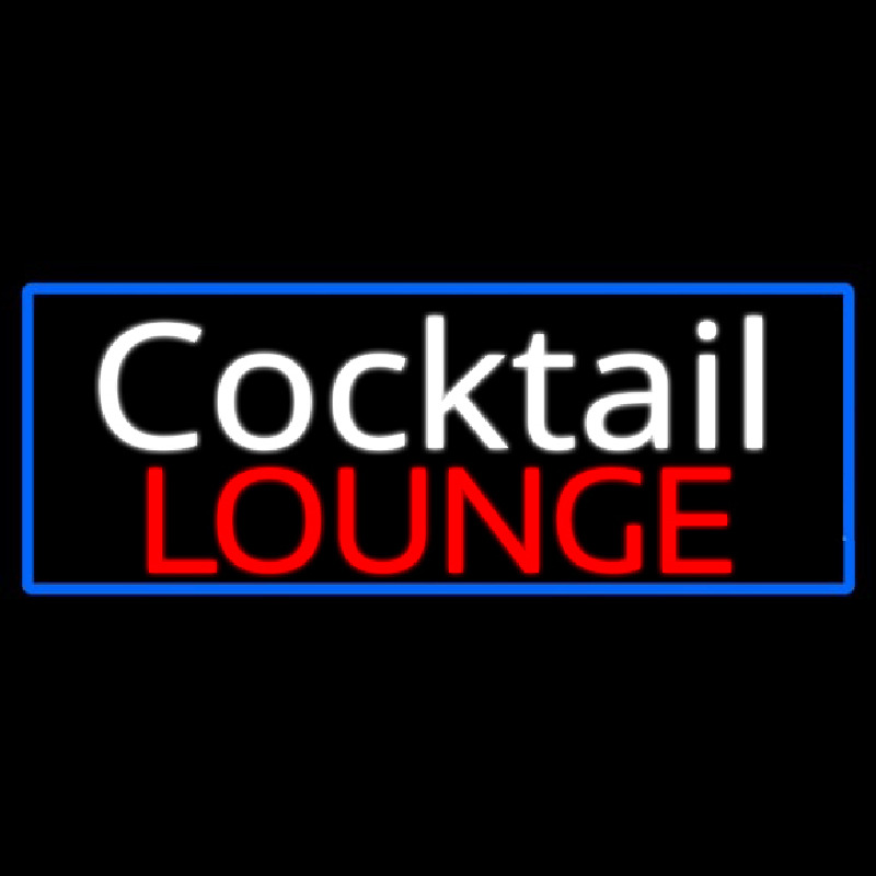 Cursive Cocktail Lounge With Blue Border Enseigne Néon